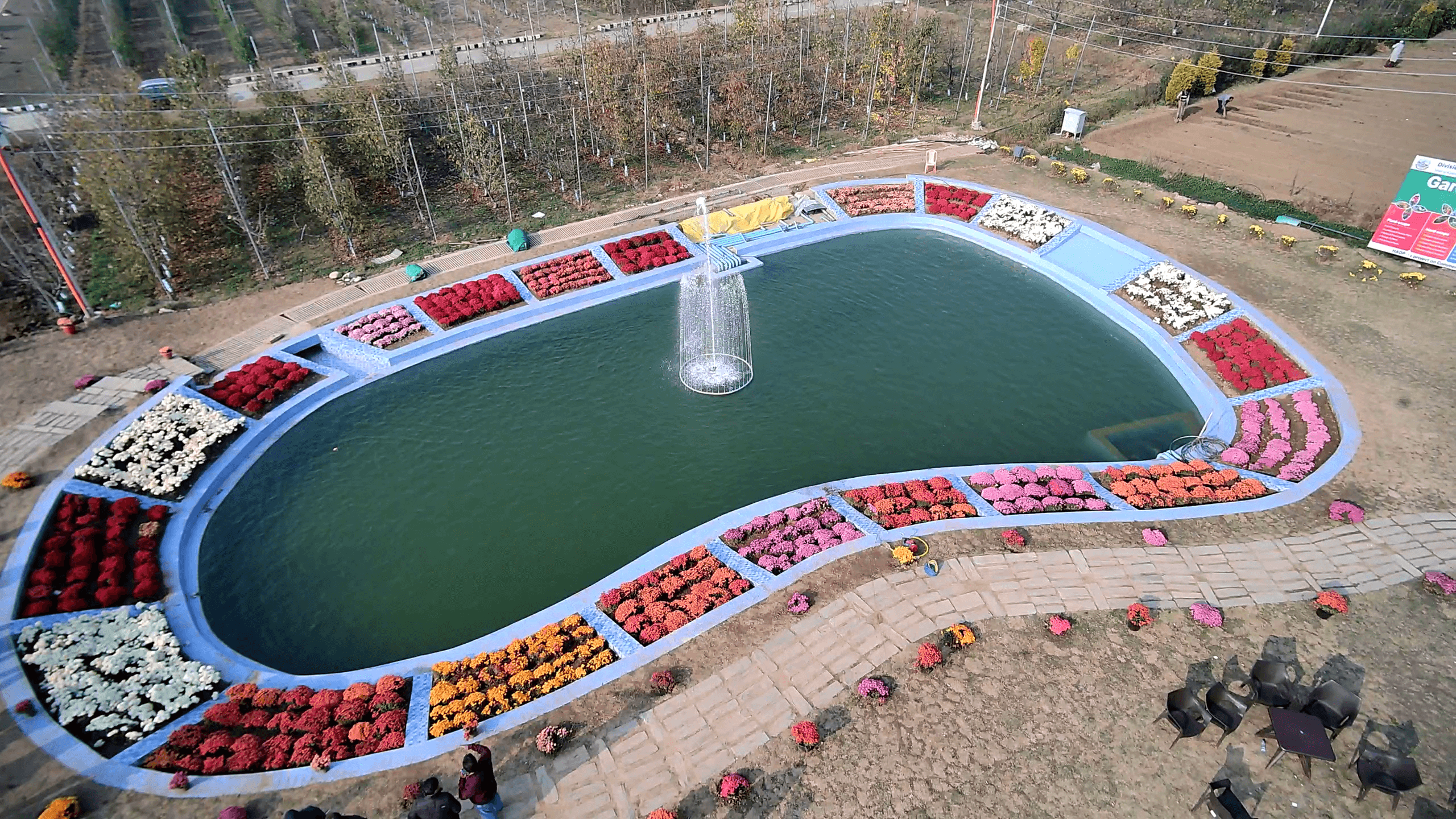 The peaceful scenic pond on the SKUAST-K Shalimar campus.